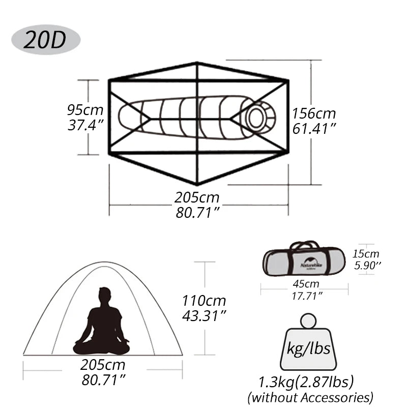 Cycling Tent 1-Person Ultralight Double-Layer Trekking Shelter for Hiking, Camping & Bikepacking