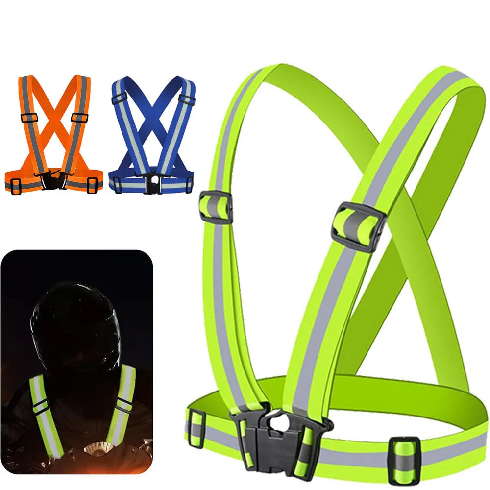 Adjustable Hi-Vis Reflective Safety Vest – Lightweight Elastic Running, Cycling & Traffic Work Vest