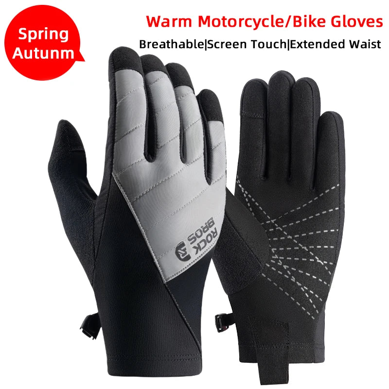 ROCKBROS Full Finger Touchscreen Cycling Gloves for Autumn & Mild Winter Riding