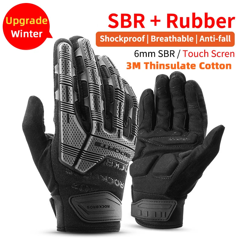 ROCKBROS Full Finger Touchscreen Cycling Gloves for Autumn & Mild Winter Riding