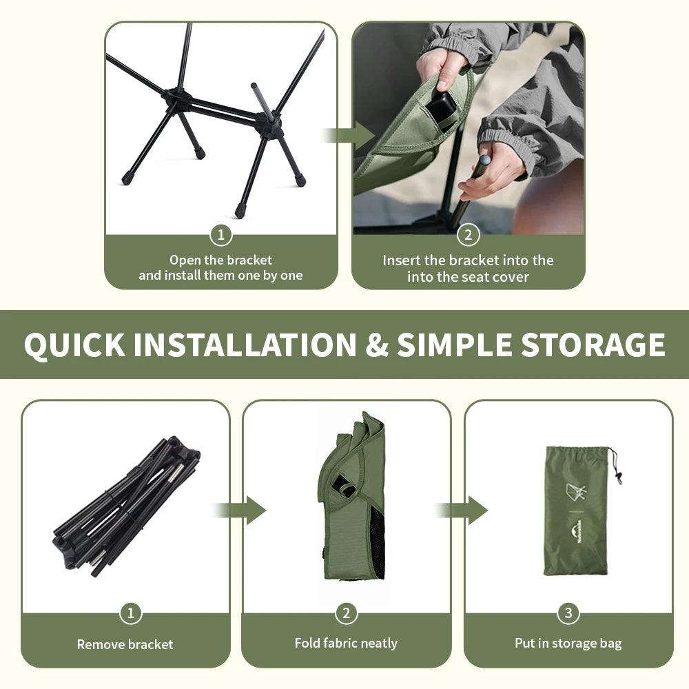 YL08 Moon Chair Portable Folding Outdoor Camping Seat Hiking Fishing Breathable 150KG Capacity