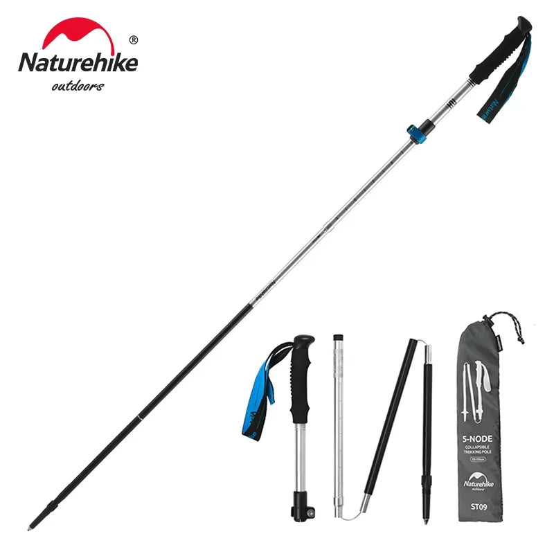Naturehike ST09 Collapsible Trekking Poles 34–135cm Five-Section Folding Hiking Sticks
