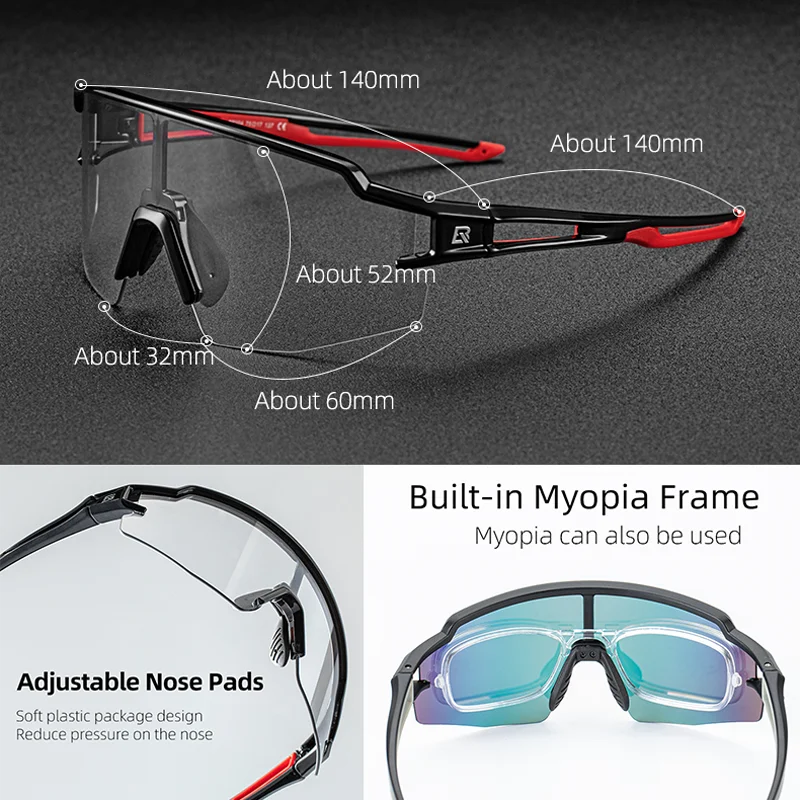 ROCKBROS Cycling Glasses Photochromic Windproof UV400 Sunglasses for Outdoor Sports & Bicycle Riding