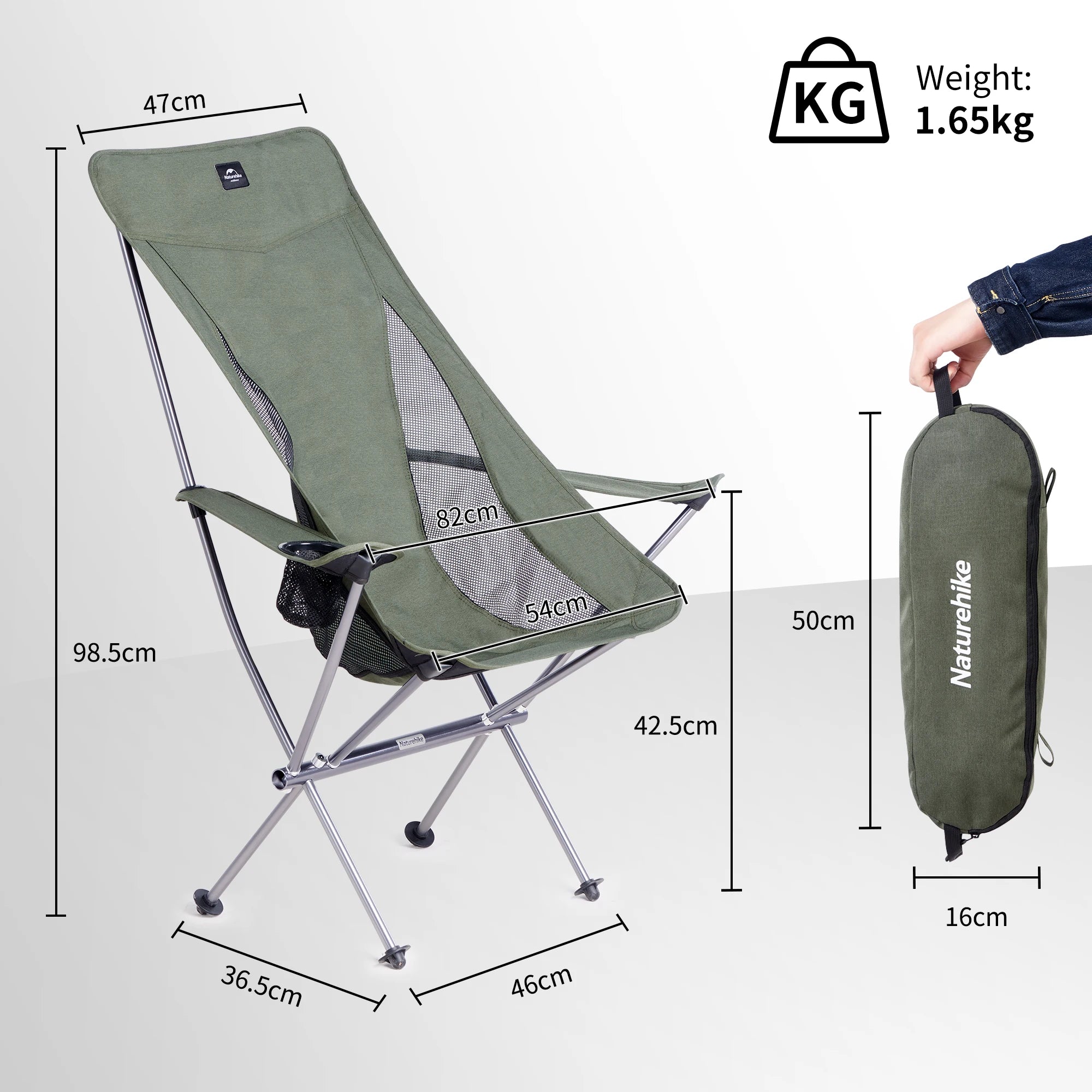 YL06 PLUS Ultralight High Back Portable Folding Camping Chair Outdoor Picnic Travel Fishing Seat