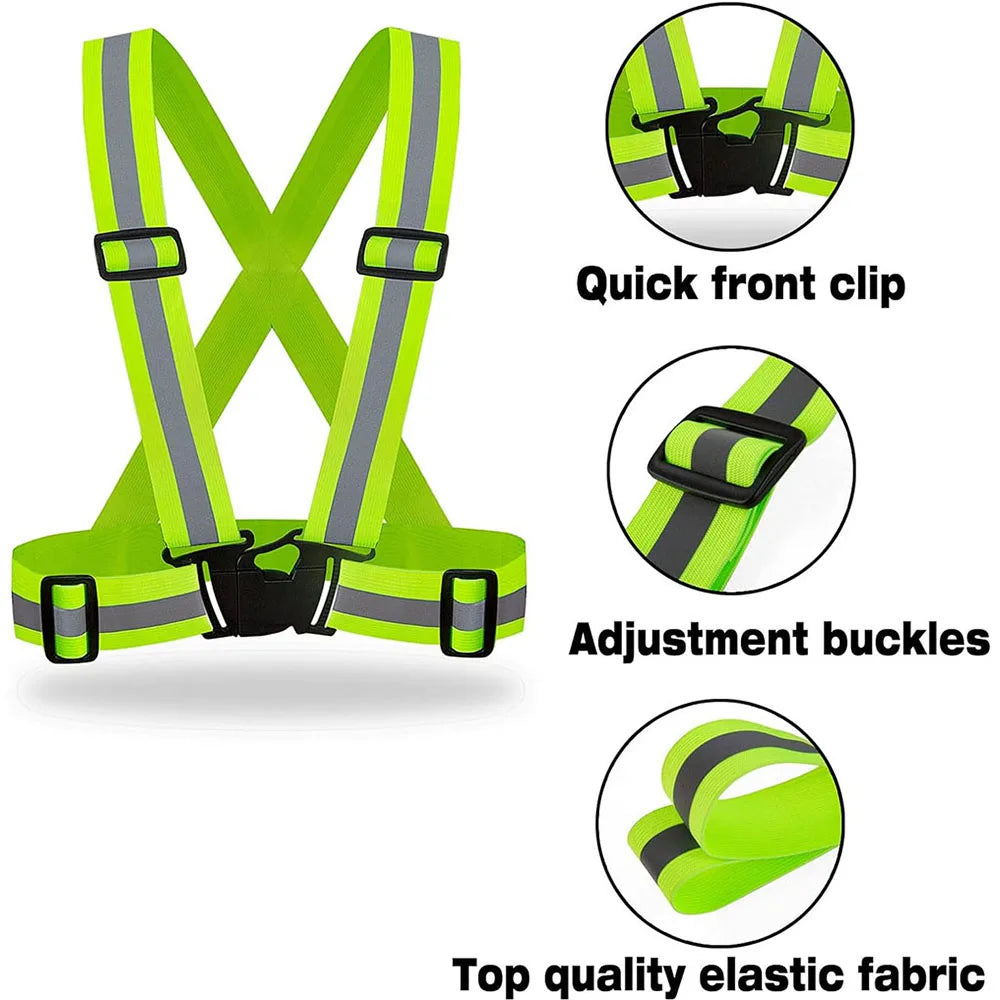 Adjustable Hi-Vis Reflective Safety Vest – Lightweight Elastic Running, Cycling & Traffic Work Vest