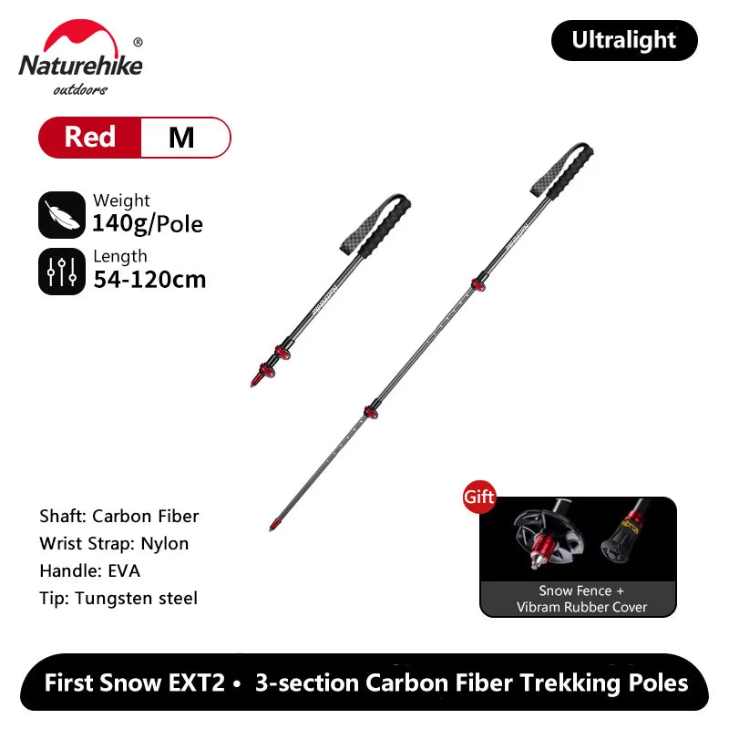 Naturehike ST10 Carbon EXT2 Hiking Poles – Ultralight Telescopic Trekking Stick