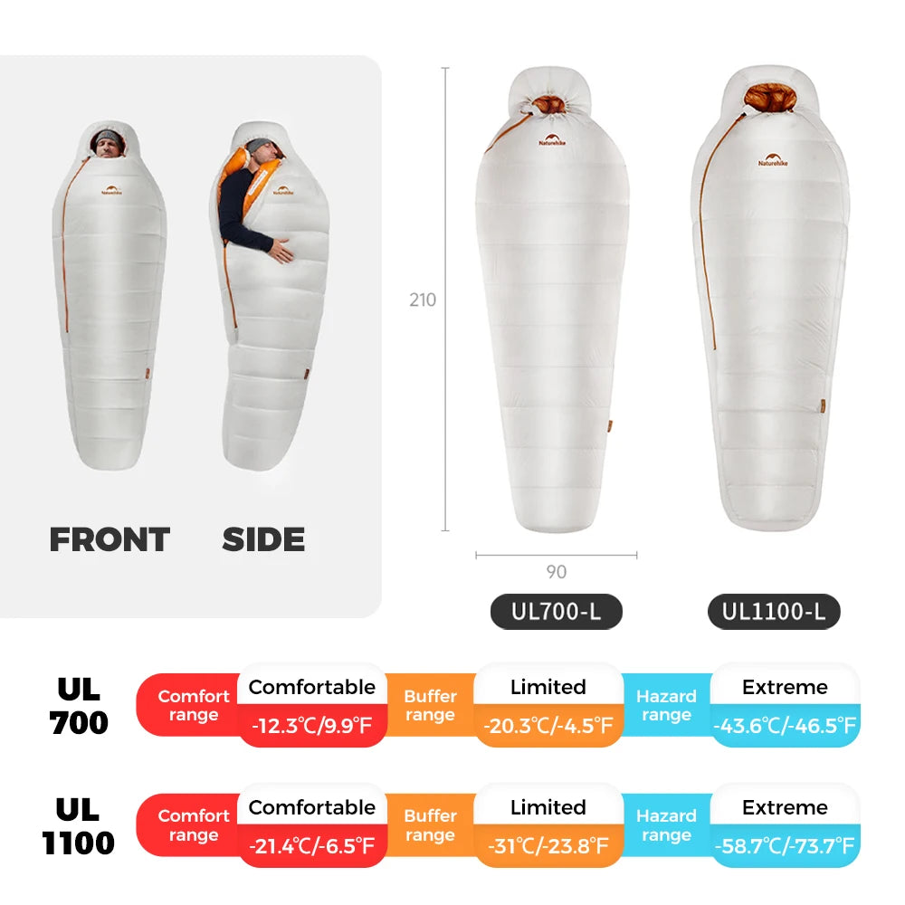 Mummy Goose Down Ultralight Sleeping Bag Winter Cold Weather Hiking Camping Portable Sack