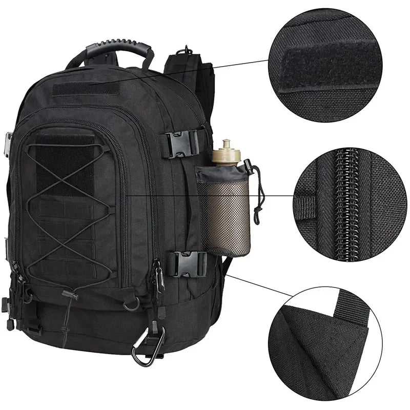 Giant Rucksack Extra Large 60L Tactical Backpack – Water-Resistant Nylon Rucksack for