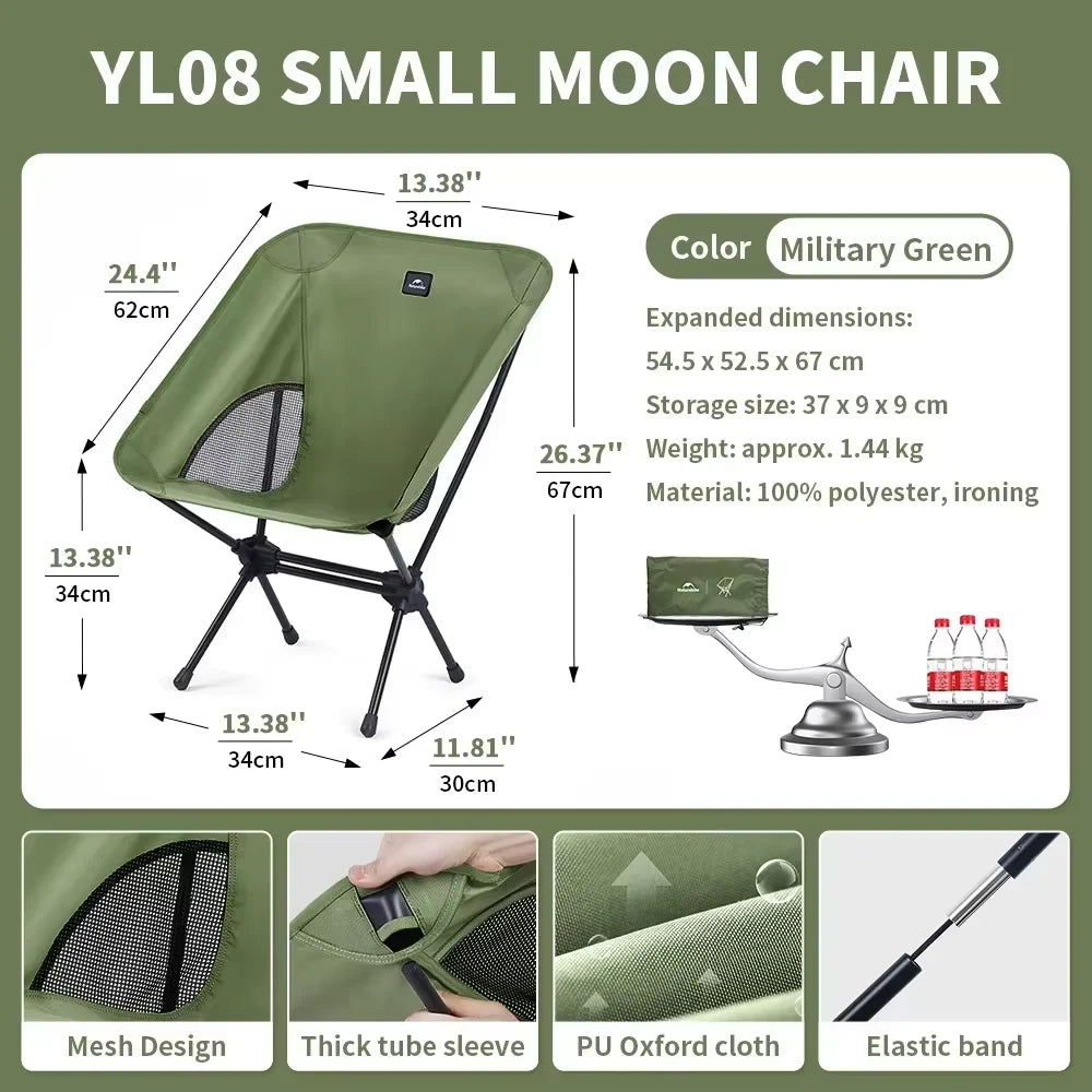 YL08 Moon Chair Portable Folding Outdoor Camping Seat Hiking Fishing Breathable 150KG Capacity