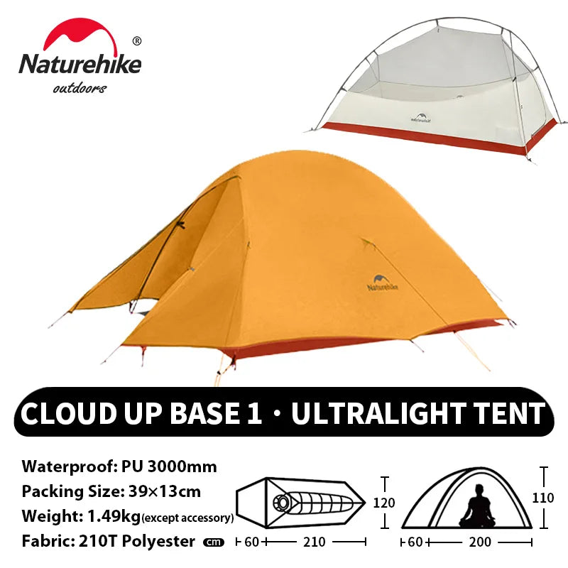 Cloud Up 1 Ultralight Waterproof Trekking Tent for Solo Camping, Hiking & Bikepacking (NATUREHIKE)