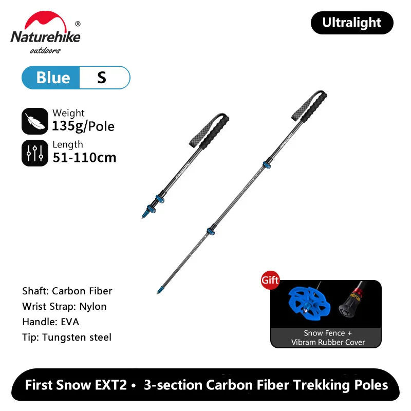 Naturehike ST10 Carbon EXT2 Hiking Poles – Ultralight Telescopic Trekking Stick