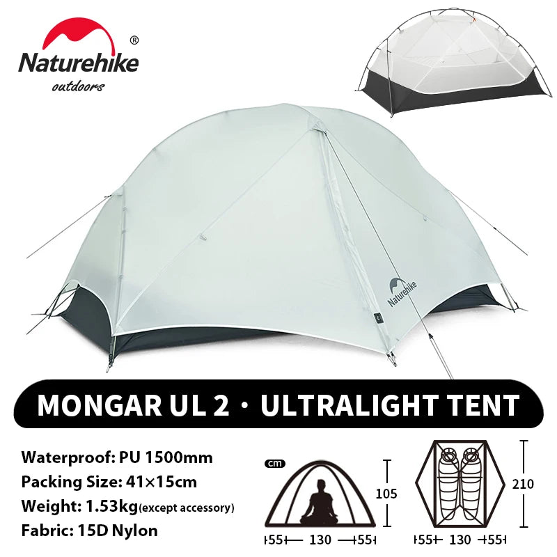NATUREHIKE Mongar 2 Tent – Ultralight 2-Person Waterproof Camping & Hiking Tent for Adventures