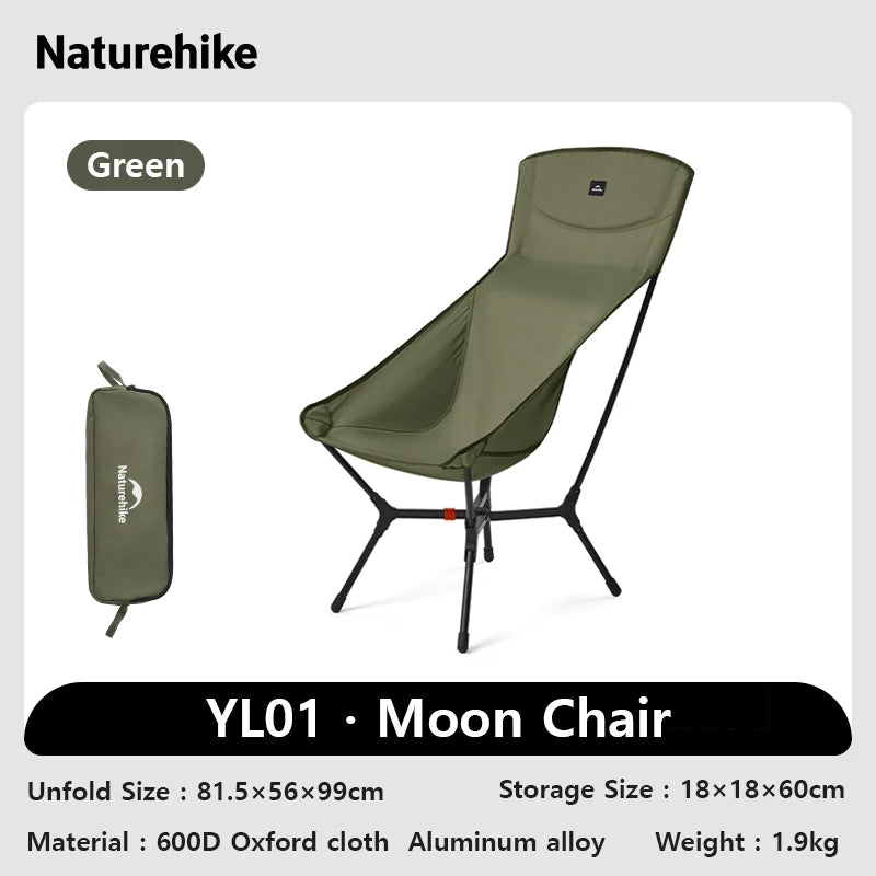 YL01 High Back Ultralight Portable Folding Camping Chair Outdoor Relax Fishing Moon Seat