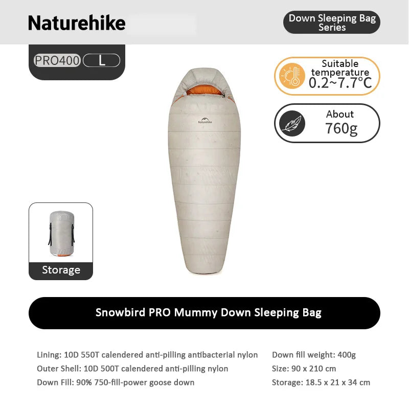 Snowbird Goose Down Mummy Sleeping Bag Ultralight Winter Camping Hiking Travel Cold Weather Sack