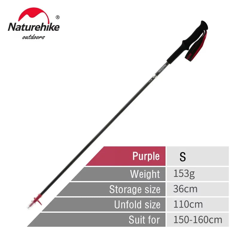 Naturehike ST08 Ultralight Foldable Carbon Trekking Poles – 4-Section Hiking Sticks