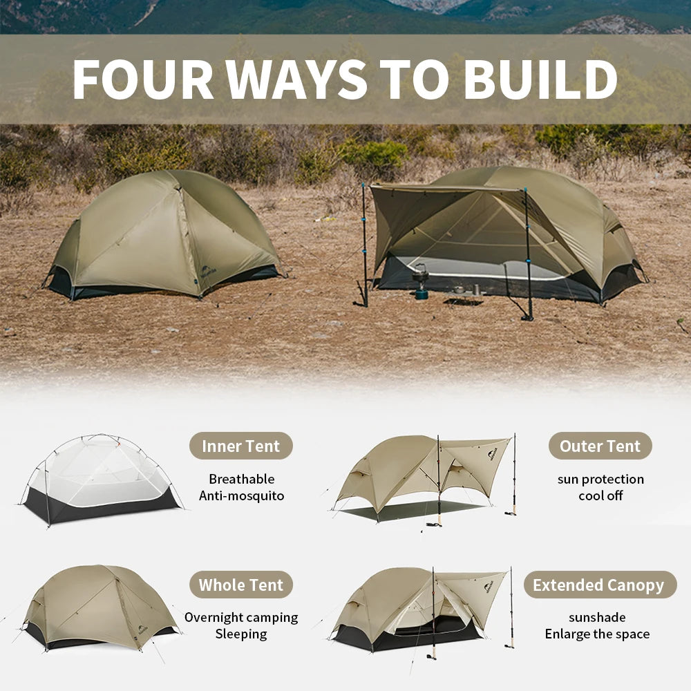 NATUREHIKE Mongar UL & PRO Ultralight Waterproof Tents for 1–3 People (15D/20D Options)