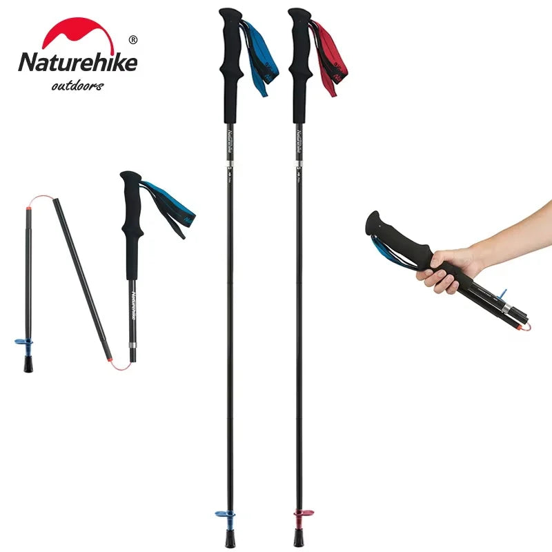 Naturehike ST08 Foldable Carbon Trekking Poles – Ultralight 4-Section Hiking Sticks