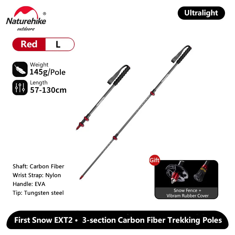 Naturehike ST10 Carbon EXT2 Hiking Poles – Ultralight Telescopic Trekking Stick