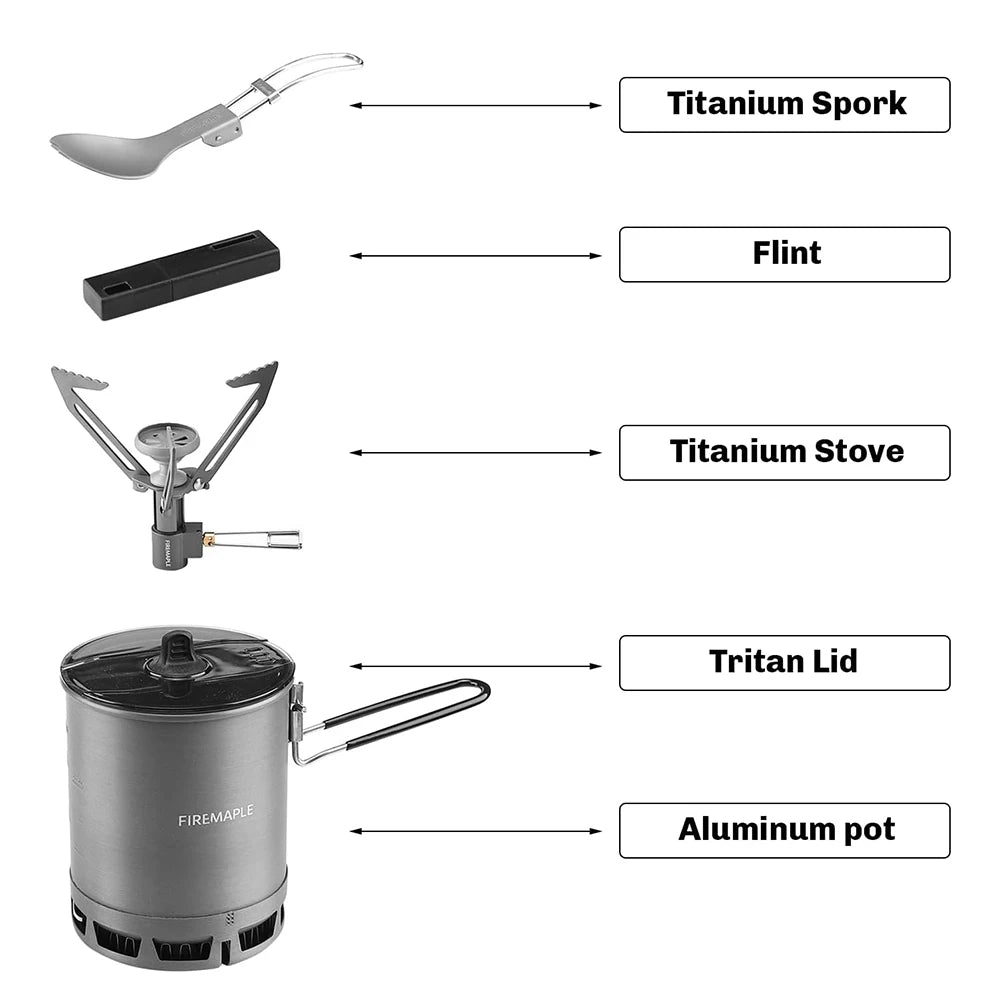 Petrel G2/G3 Ultralight Cooking System with Pot & Gas Stove for Camping & Hiking