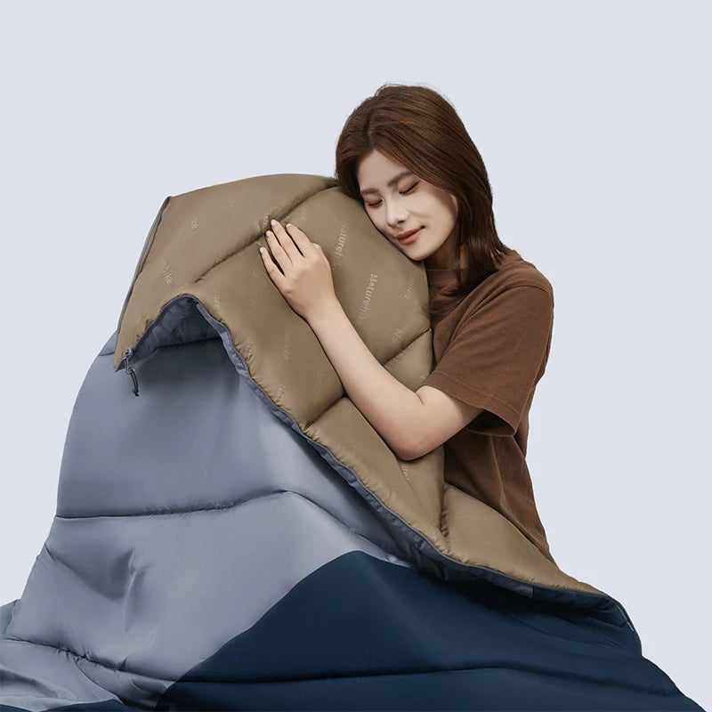 Sunny PL02 Hooded Envelope Sleeping Bag Dual-Use Quilt Portable Camping 3-Season Adult Bag