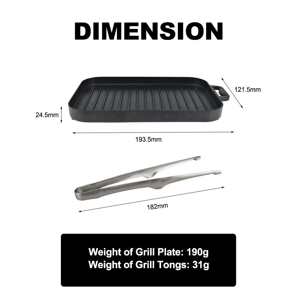 Mini Grill Plate Set Non-Stick Aluminium Alloy for Outdoor Camping & BBQ