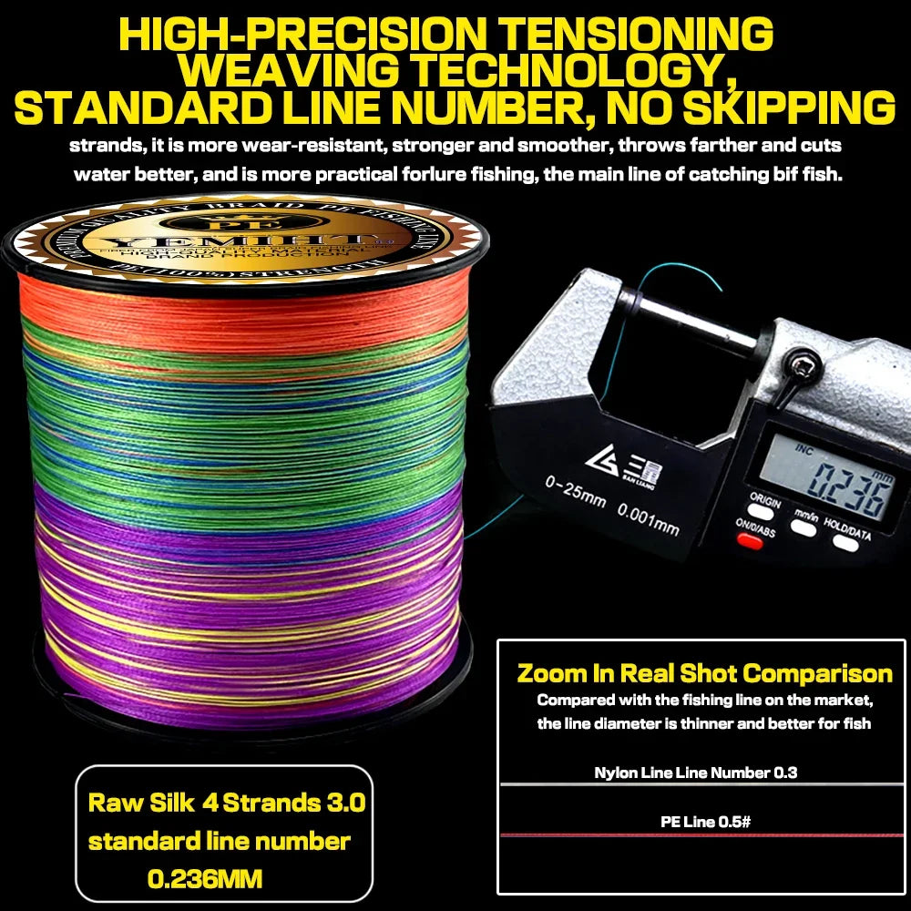 YEMIHT 4 Strand PE Braided Fishing Line 300M 500M 1000M Multifilament Line