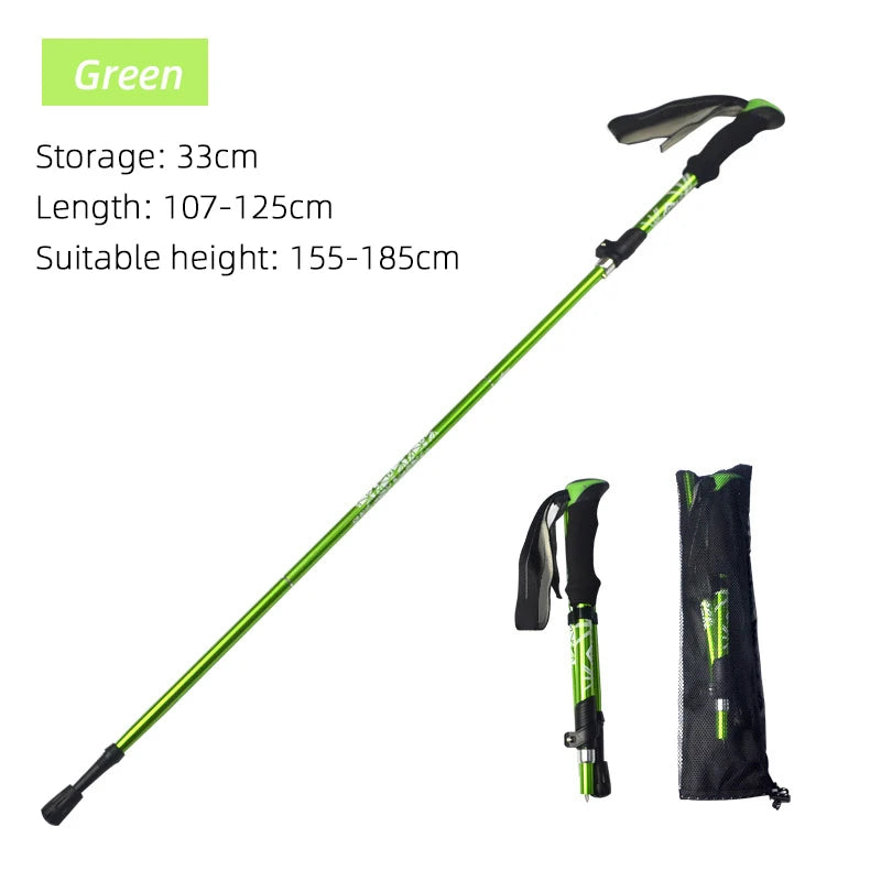 5-Section Foldable Trekking Pole – Portable, Telescopic & Lightweight Walking Stick for Hiking