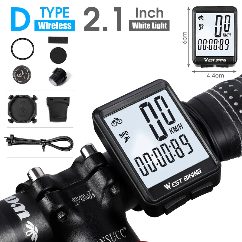 WEST BIKING Cycling Speedometer Digital Waterproof Bike Odometer, Wireless and Wired 20 Functions