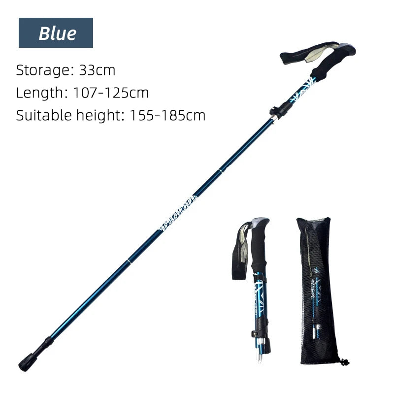 5-Section Foldable Trekking Pole – Portable, Telescopic & Lightweight Walking Stick for Hiking