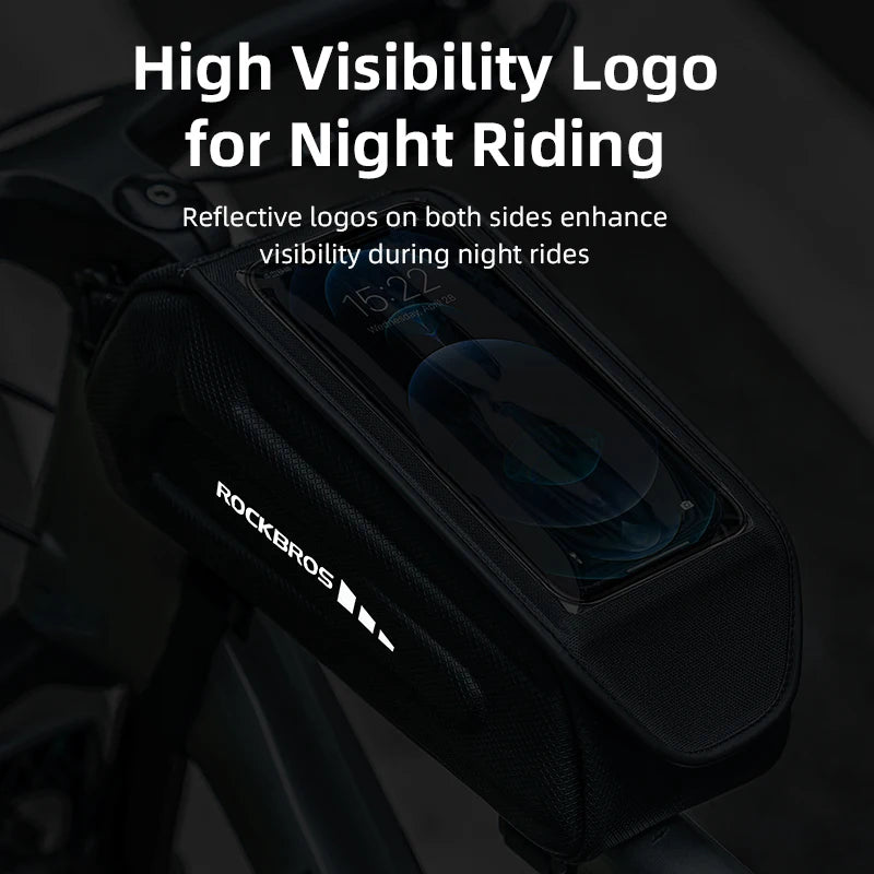 ROCKBROS 1.7L Waterproof Bike Phone Bag Hard Shell Touchscreen Top Tube Cycling Case