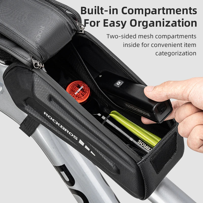 ROCKBROS 1.7L Waterproof Bike Phone Bag Hard Shell Touchscreen Top Tube Cycling Case