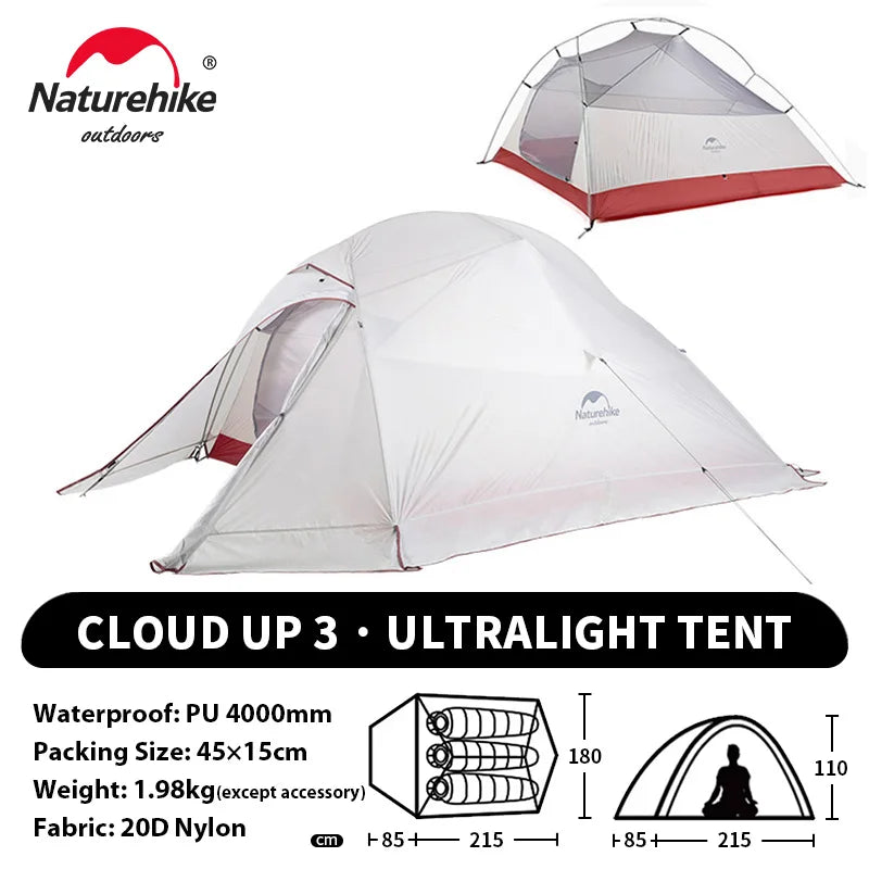 cloud up 3 tent NATUREHIKE Upgraded Cloud Up 3-Person Tent – Ultralight, Waterproof, T