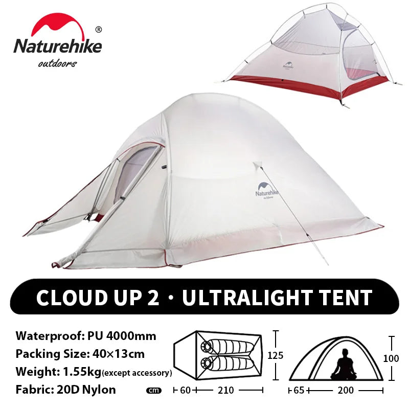 Naturehike Cloud Up 2-Person Ultralight Camping Tent – Waterproof & Durable Hiking Tent