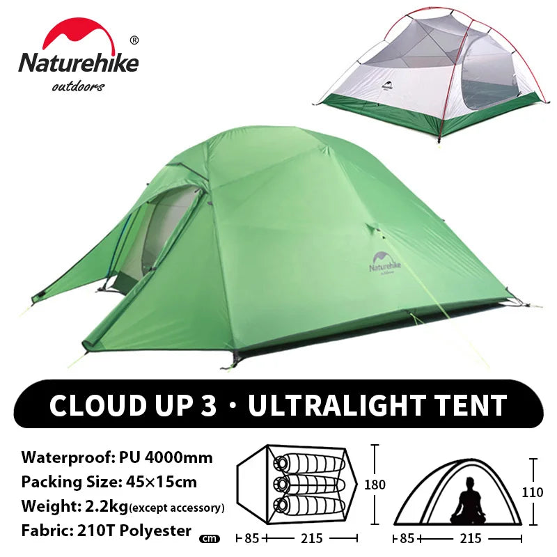 cloud 3 tent NATUREHIKE Upgraded Cloud Up 3-Person Tent – Ultralight, Waterproof, T
