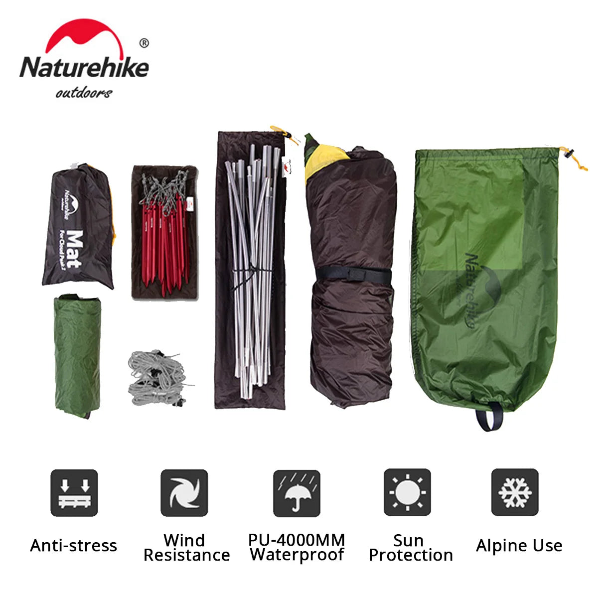 Cloud Peak 2-Person Ultralight Tent – 20D Nylon Four-Season Shelter (NATUREHIKE)