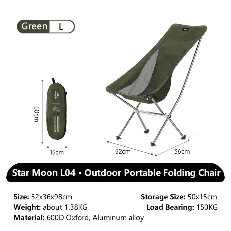 Star Moon Chair L04 Ultralight Portable Folding Camping Chair Aluminium Outdoor Picnic Backrest Seat