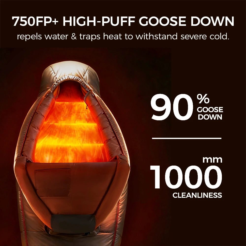 Snowbird Goose Down Mummy Sleeping Bag Ultralight Winter Camping Hiking Travel Cold Weather Sack