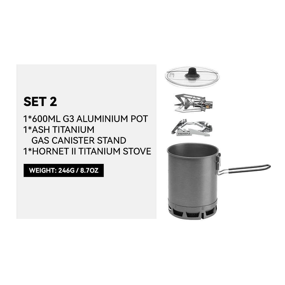 Petrel G2/G3 Ultralight Cooking System with Pot & Gas Stove for Camping & Hiking