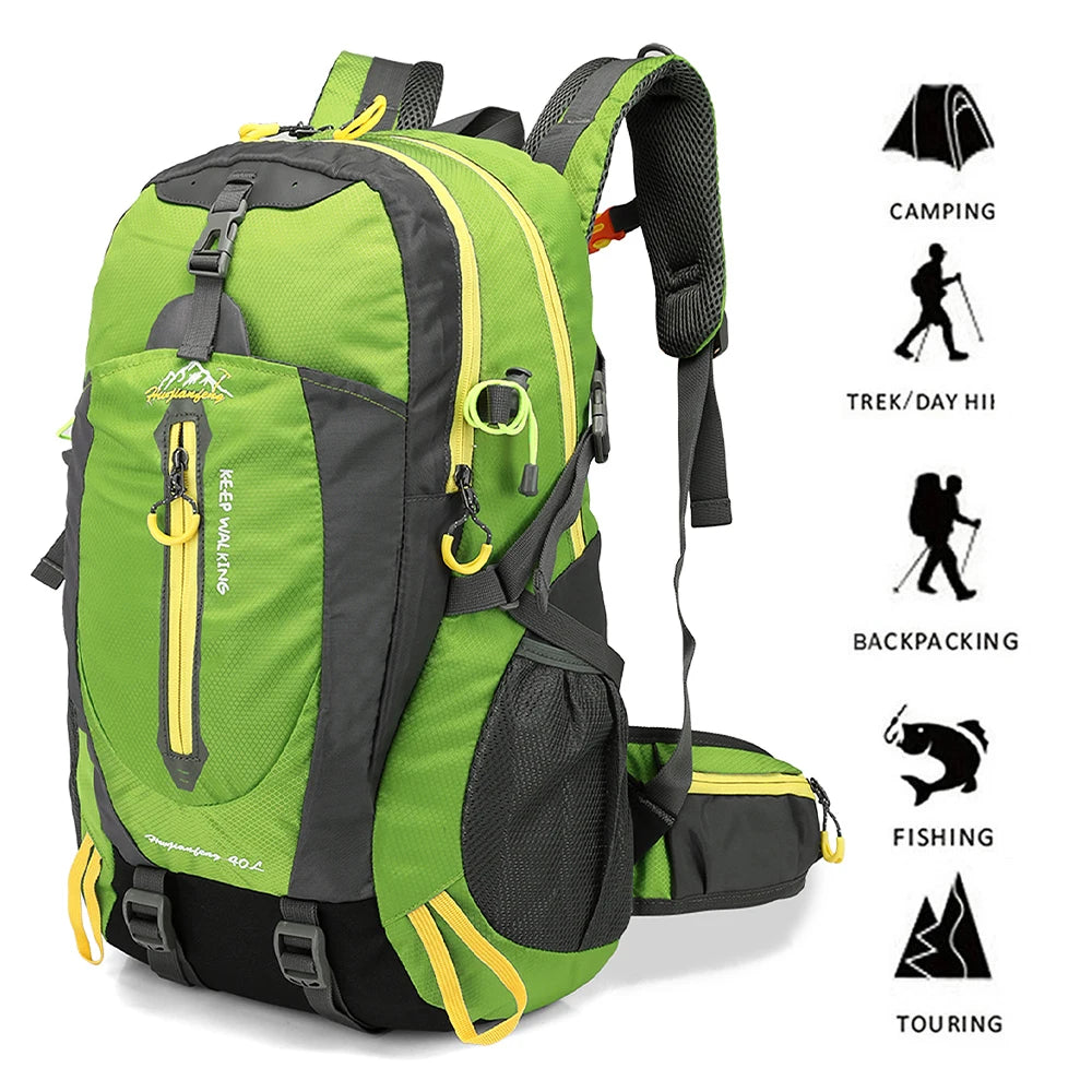 40L Nylon Water Resistant Backpack – Lightweight Outdoor Daypack for Hiking & Travel