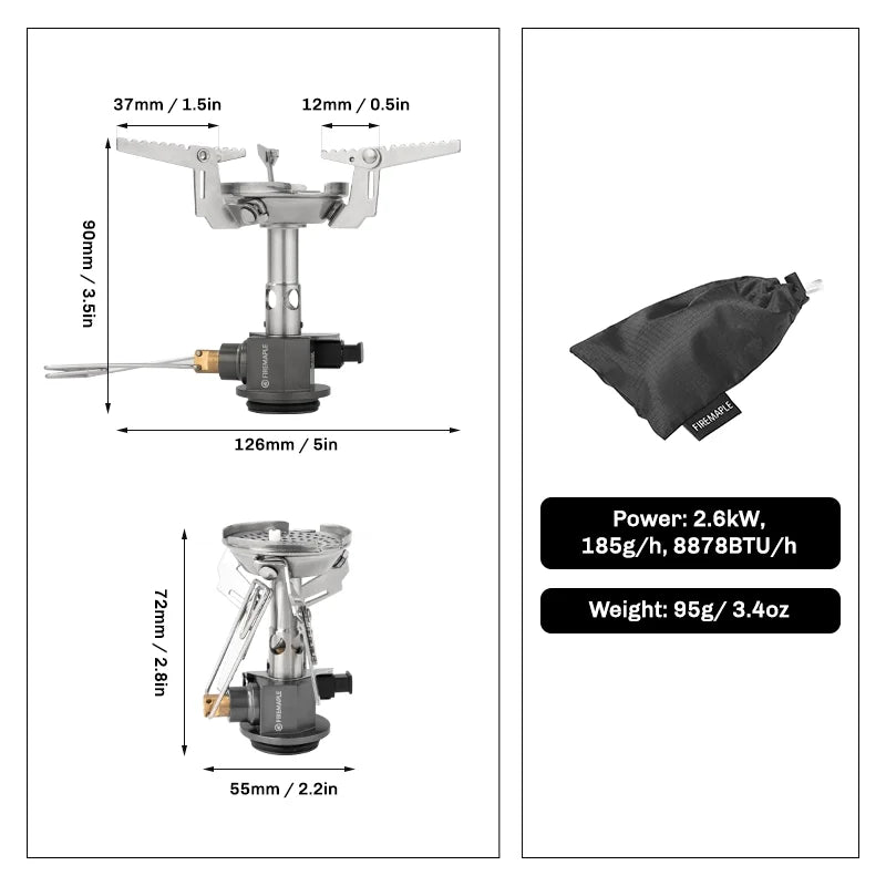 GreenPeak Ⅱ Pressure-Regulator Gas Stove with Piezo Ignition for Camping & Hiking