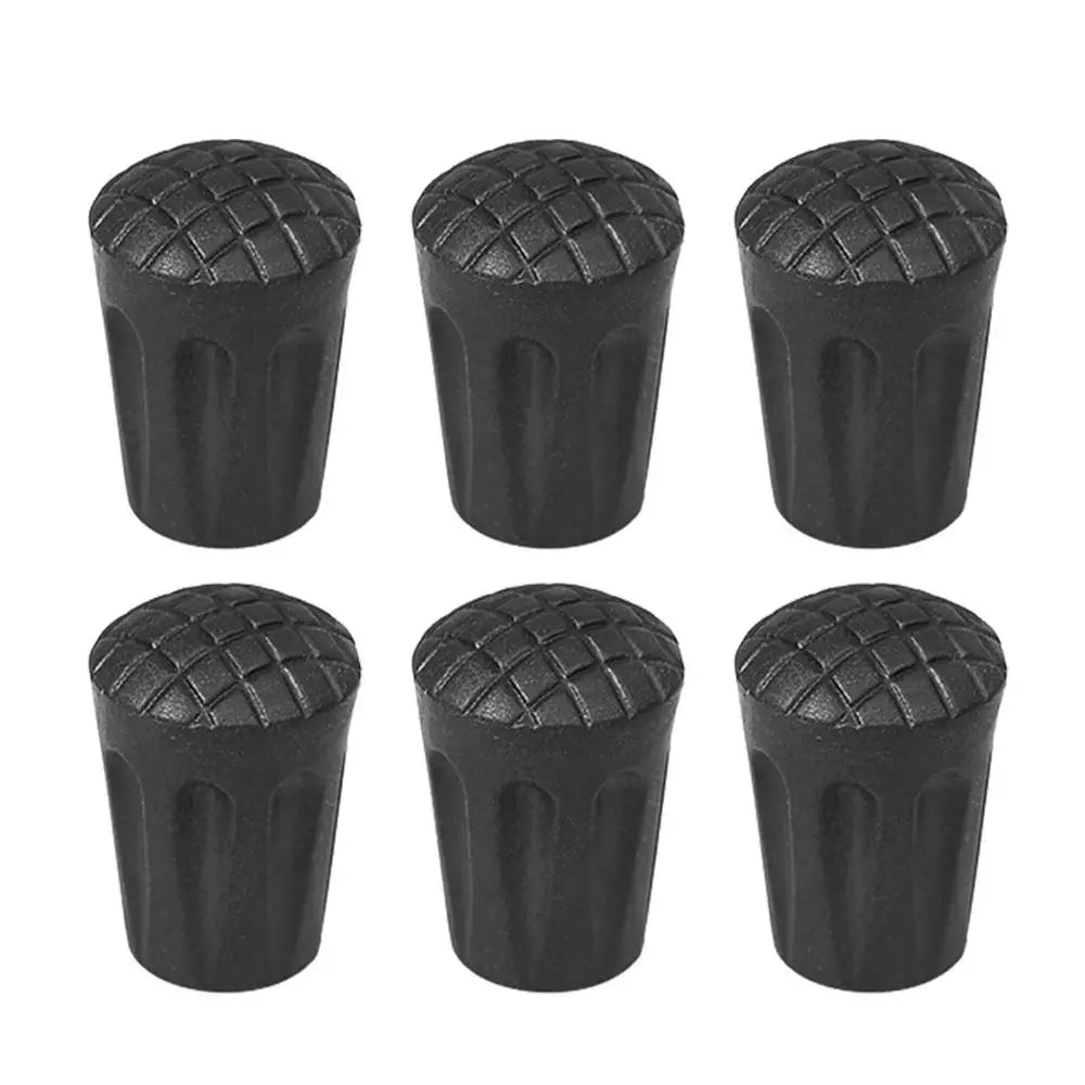 6-Pack Non-Slip Trekking Pole Tips – 11mm Rubber Hiking Stick End Protectors