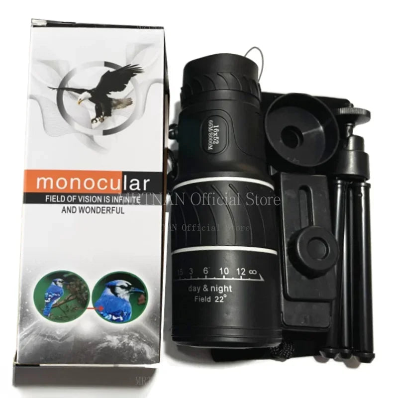 16X52 Monocular Telescope with Dual Focus, High Definition Optics for Outdoor, Camping & Hunting