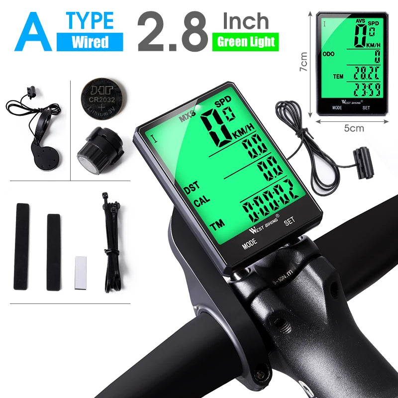 WEST BIKING Cycling Speedometer Digital Waterproof Bike Odometer, Wireless and Wired 20 Functions
