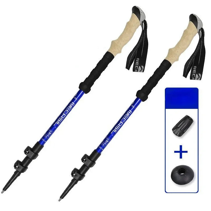 2PCS Telescopic Trekking Poles – Ultralight Adjustable Aluminium Hiking Sticks with Quick Lock