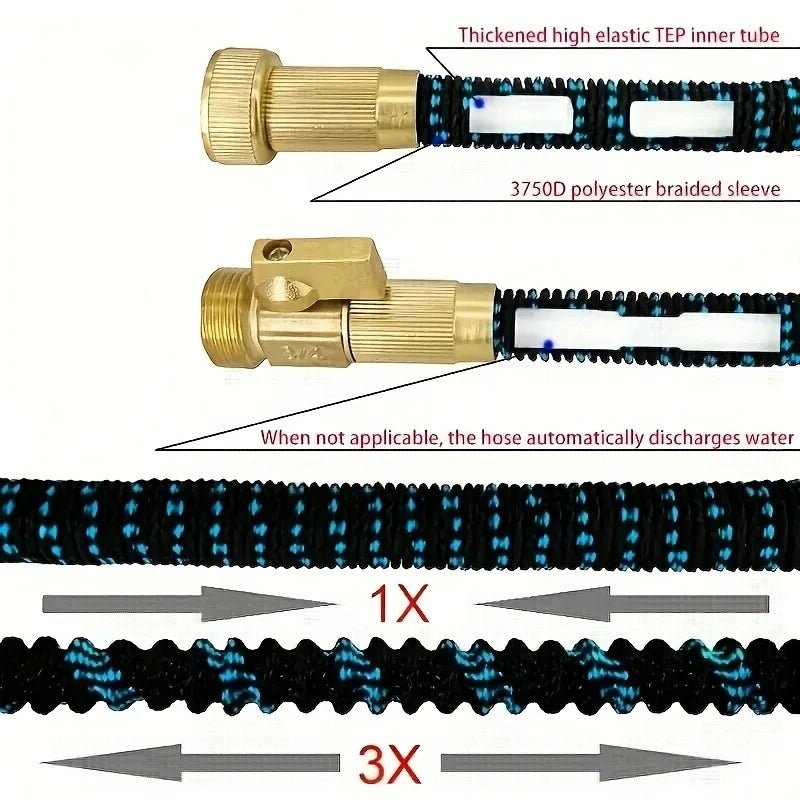 High-Quality Expandable Garden Hose | Flexible Water Hose with US 3/4 Metal Joints
