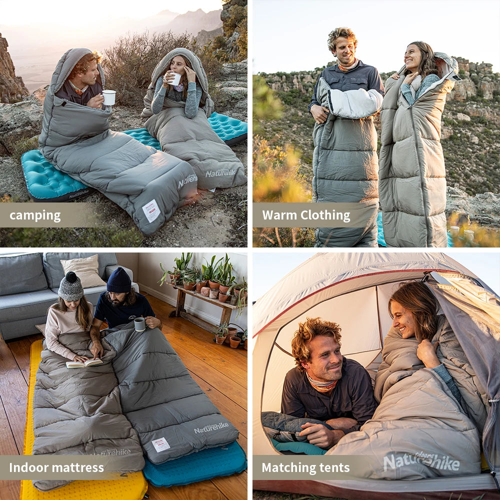 M180 Ultralight Hooded Sleeping Bag Waterproof Spliceable Winter Camping Warm 1℃–12℃