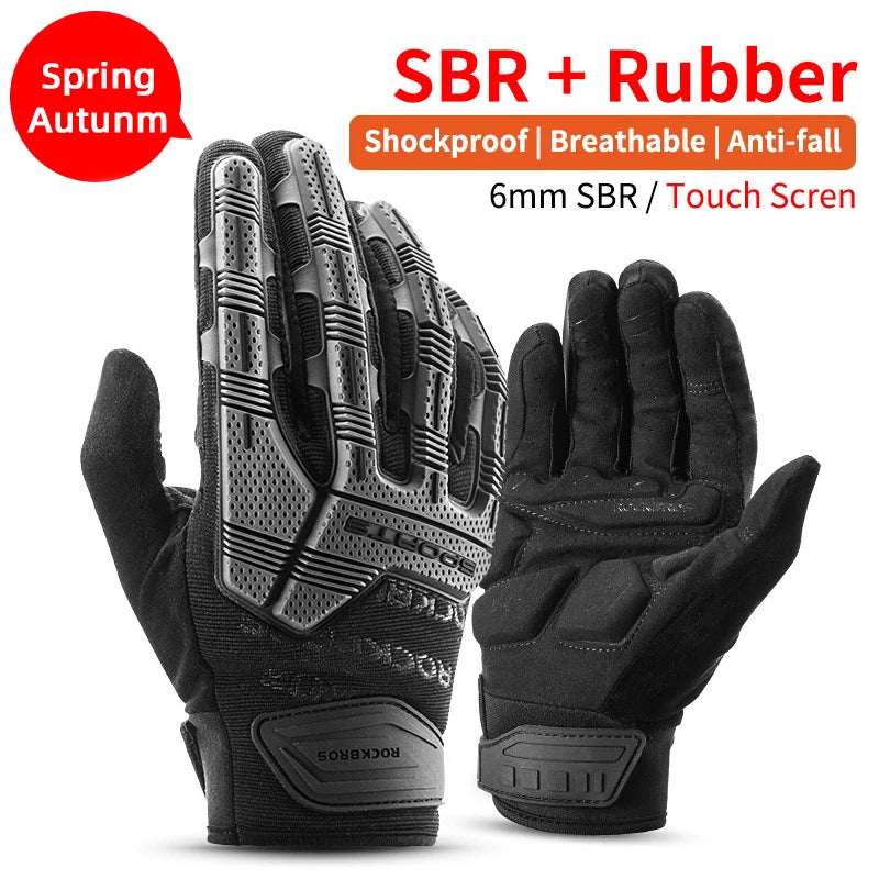 ROCKBROS Full Finger Touchscreen Cycling Gloves for Autumn & Mild Winter Riding