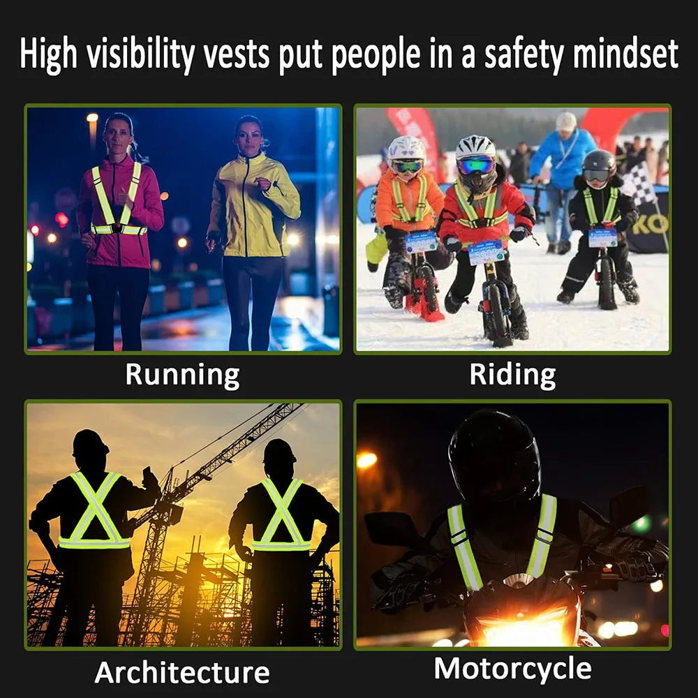 Adjustable Hi-Vis Reflective Safety Vest – Lightweight Elastic Running, Cycling & Traffic Work Vest