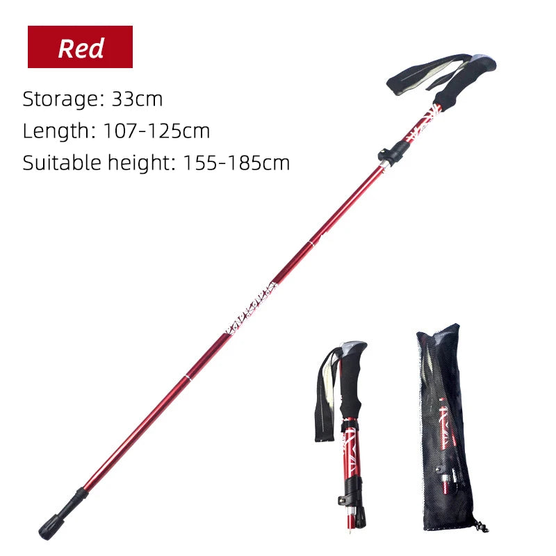 5-Section Foldable Trekking Pole – Portable, Telescopic & Lightweight Walking Stick for Hiking