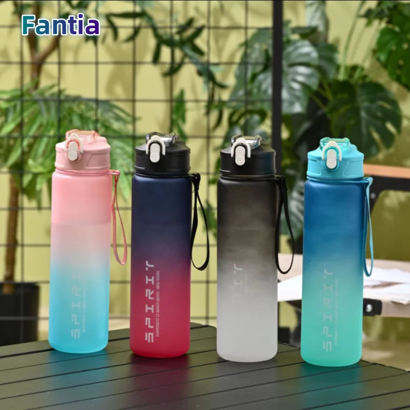 FANTIA 800ML Large Capacity Sports Water Bottle Leak-Proof Portable Gym Travel Bottle